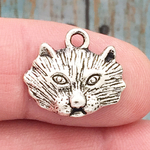 Silver Cat Head Charm in Pewter