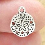 Tiny Sand Dollar Charm in Antique Silver Pewter