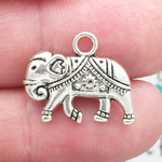 Ornate Elephant Charm in Antique Silver Pewter