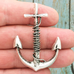 Silver Anchor Pendants Wholesale in Pewter Large 