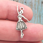 Ballet Charm in Antique Silver Pewter Dance Charm