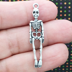 Skeleton Halloween Charm in Antique Silver Pewter