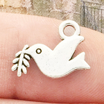 Peace Dove Charm in Antique Silver Pewter Small