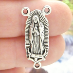 Our Lady of Guadalupe Rosary Centerpiece Wholesale in Antique Silver Pewter