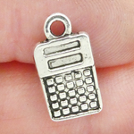 Calculator Charms Bulk in Antique Silver Pewter