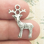 Silver Deer Charm in Antique Pewter