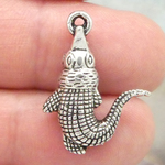 Small Alligator Charm in Antique Silver Pewter