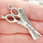 Hair Stylist Charms Wholesale in Antique Silver Pewter