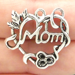 Heart Mom Charm Silver Pewter