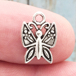 Small Butterfly Charm Antique Silver Pewter
