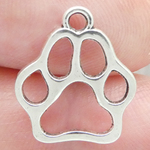 Outline Paw Print Charm in Antique Silver Pewter