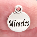 Word Miracles Charm in Antique Silver Pewter