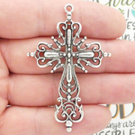 Filigree Cross Pendants Wholesale in Silver Pewter