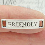 Friendly Word Bracelet Connectors in Silver Pewter