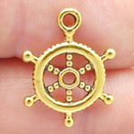 Ship Wheel Charm Bulk in Gold Pewter Small