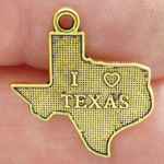 I Love Texas Charms Bulk in Antique Gold Pewter