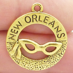 New Orleans Mask Charms Wholesale in Gold Pewter