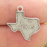 I Love Texas Charm in Silver Pewter