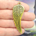 Gold Angel Wings Pendant in Pewter