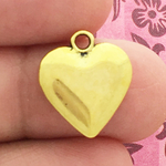 Gold Heart Charm Pendant in Pewter Small