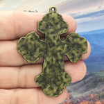 Hammered Cross Pendant Large in Antique Bronze Pewter