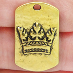 Dog Tag Crown Pendant in Gold Pewter