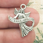 Silver Christmas Angel Charm in Antique Pewter