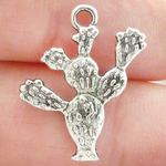 Silver Cactus Charms Bulk in Antique Pewter