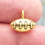 Football Charm Small 3D Pendant Antique Gold Pewter