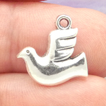 Peace Dove Charms Wholesale in Silver Pewter