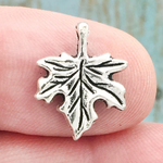 Maple Leaf Charm in Antique Silver Pewter