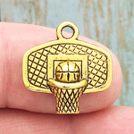 Backboard Basketball Charms in Bulk in Gold Pewter