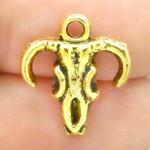 Cow Skull Charm in Antique Gold Pewter Small