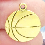 Basketball Charms Wholesale Double Sided in Gold Pewter Medium