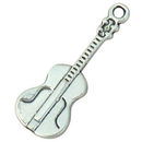 Music Charm in Antique Silver Pewter Acoustic Guitar Charm