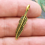 Gold Feather Charm for Indian Jewelry in Pewter 