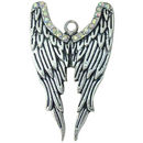 Silver Angel Wing Charm in Pewter with Crystal Accents