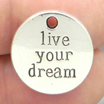 Affirmation Charm with Live Your Dream Message in Antique Silver Pewter