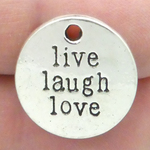 Affirmation Charm with Live Laugh Love in Silver Pewter Inspiration Charm