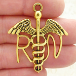 RN Caduceus Charms Bulk in Gold Pewter