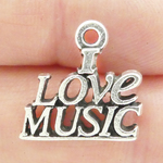 I Love Music Charm Wholesale in Silver Pewter