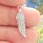 Silver Feather Charm Tiny in Pewter