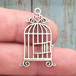 Silver Birdcage Charm in Pewter