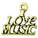 I Love Music Charm in Gold Pewter