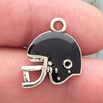 Black Football Helmet Charms Bulk in Silver Pewter