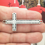 Silver Cross Bracelet Connector in Pewter