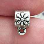 Barrel Silver Jewelry Bail with Flower Design in Pewter