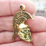 Trojan Helmet Pendant 3D in Gold Pewter Large