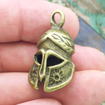 Bronze Spartan Helmet Charm Pendant in Pewter