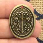 Bronze Cross Medallion in Pewter